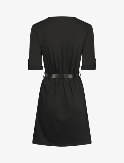 Robe uni coupe droite à col zippé - Noir - 2