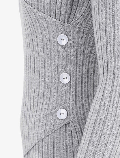 Pull uni côtelé croisé - Gris - 3