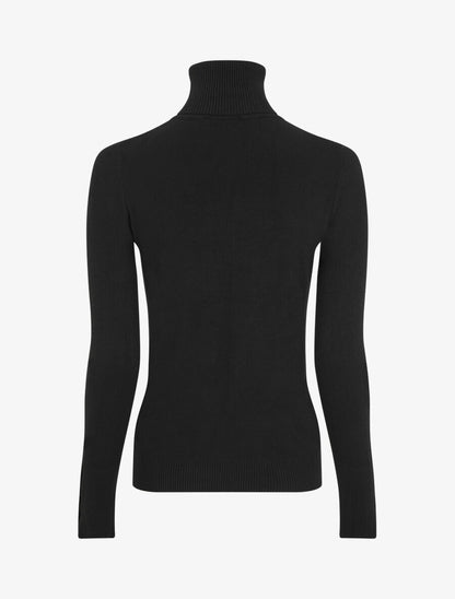 Pull col roulé à poignets boutonnés - Noir - 2
