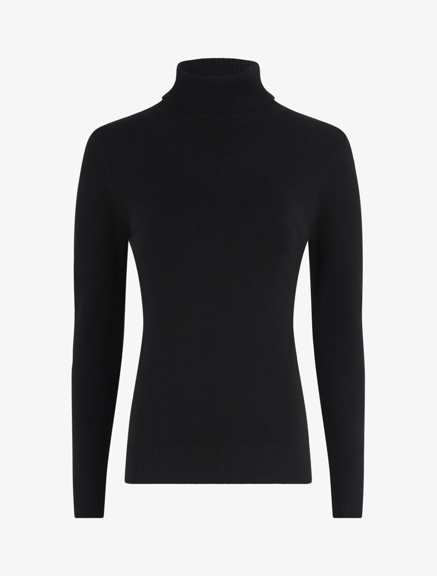 Pull uni à col roulé - Noir - 3