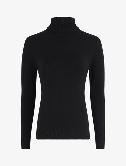 Pull uni à col roulé - Noir - 3