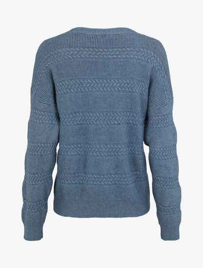 Cardigan uni à coupe carré et effet texturé - Bleu - 3
