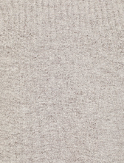 Pull fin uni à col V - Taupe - 3