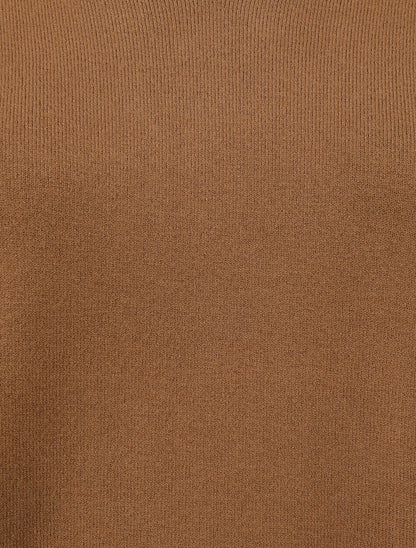 Pull fin uni à col V - Camel - 3