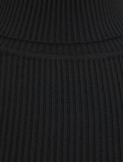 Robe pull uni à col roulé - Noir - 3
