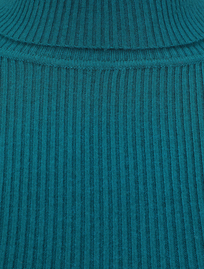 Robe pull uni à col roulé - Bleu canard - 4