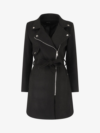 Manteau long uni style perfecto - Noir - 1