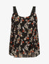 Top en voile imprimé fleurs de printemps - Noir - 1