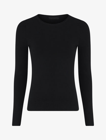 Pull fin uni ajusté - Noir - 1