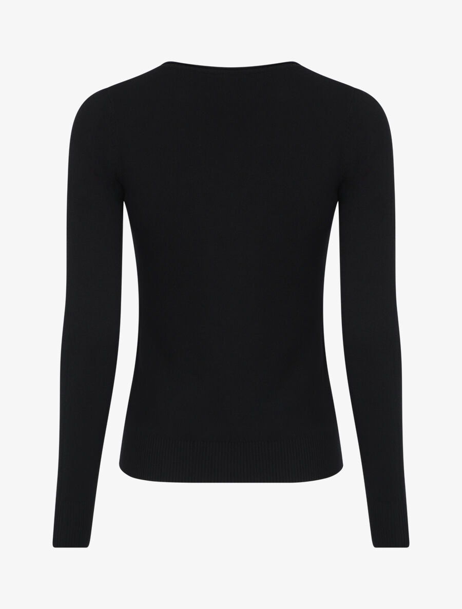 Pull fin uni ajusté - Noir - 2