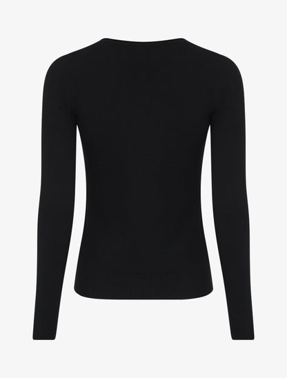 Pull fin uni ajusté - Noir - 2