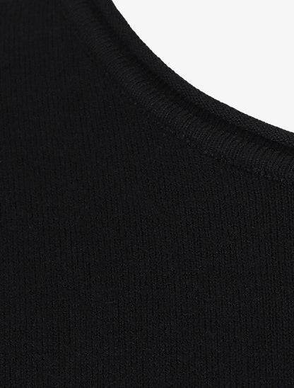 Pull fin uni ajusté - Noir - 3