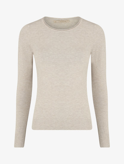 Pull fin uni ajusté - Beige - 1