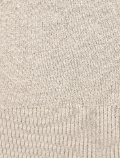 Pull fin uni ajusté - Beige - 3
