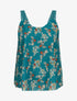 Top en voile imprimé fleurs de printemps - Bleu canard - 1