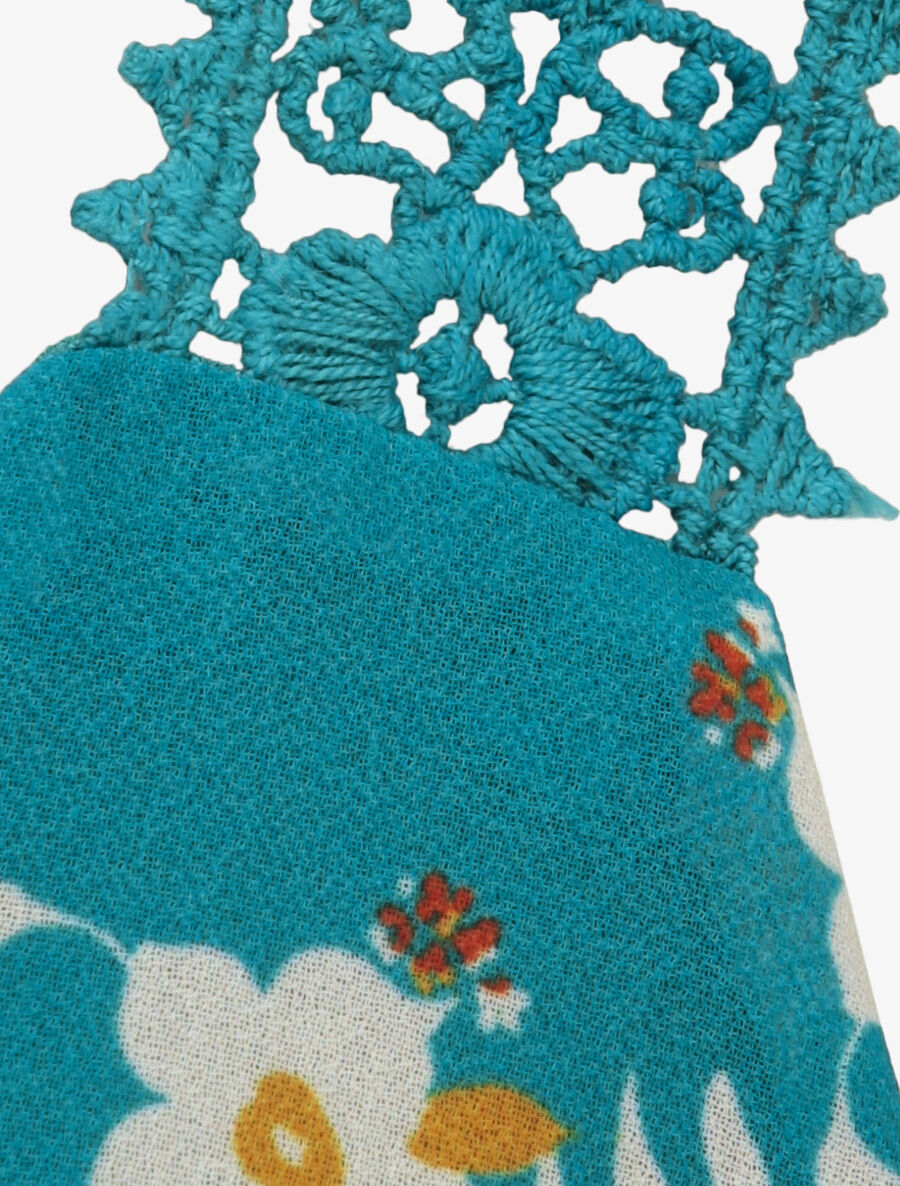 Top en voile imprimé fleurs de printemps - Bleu canard - 3