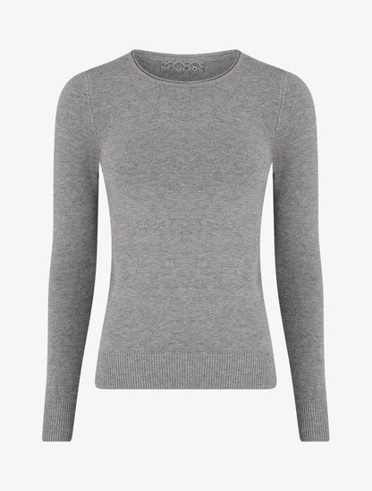 Pull fin uni ajusté - Gris - 1