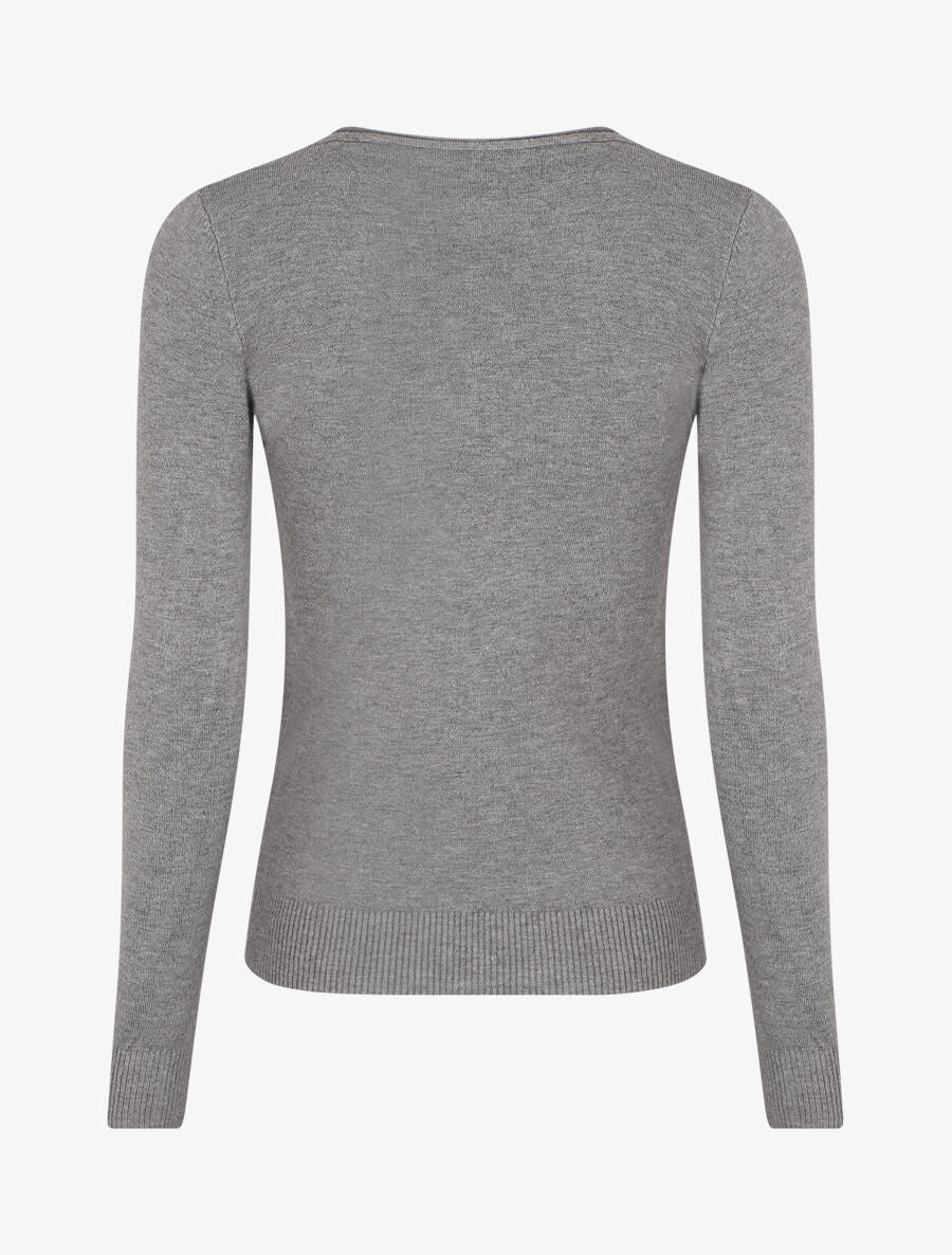 Pull fin uni ajusté - Gris - 2
