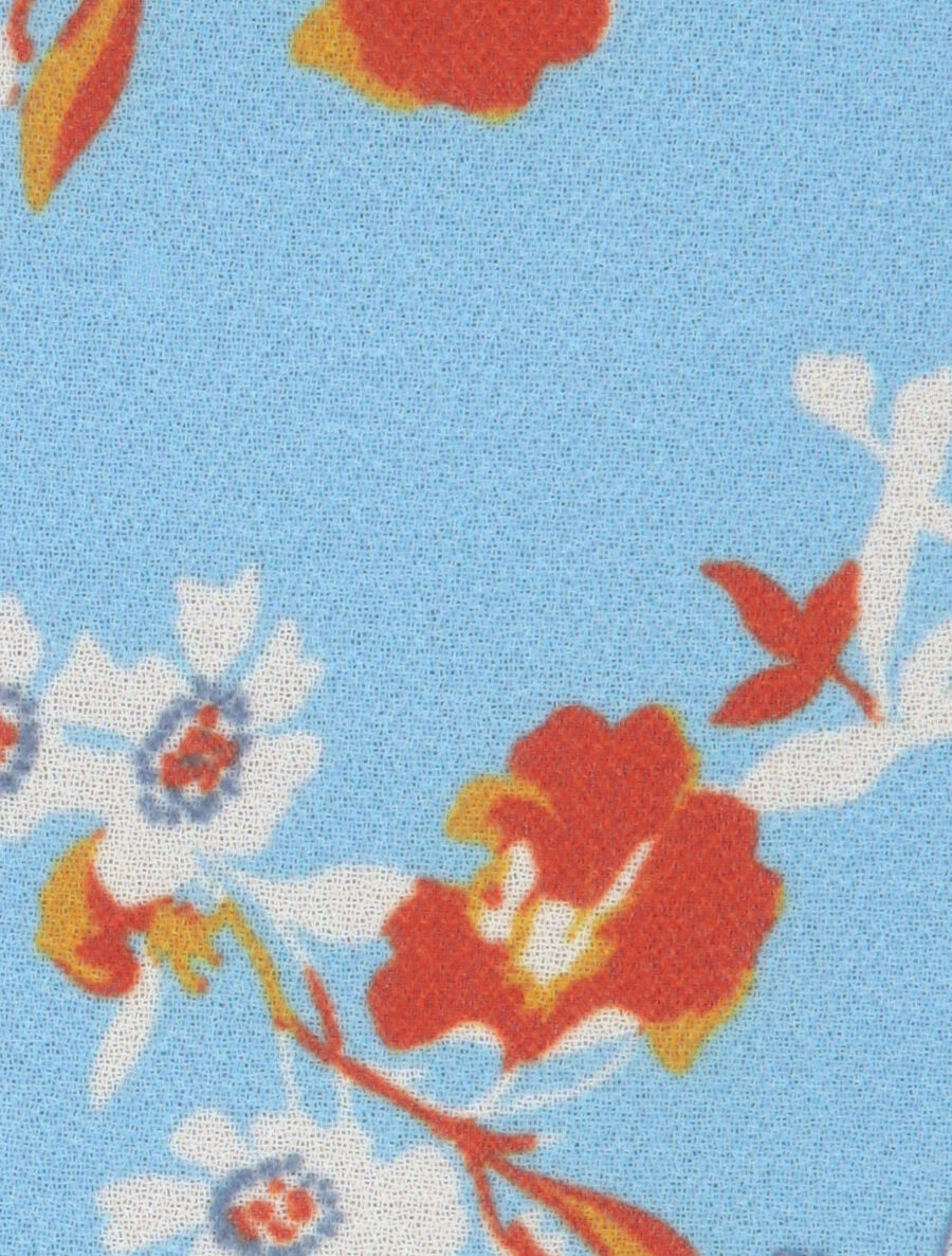 Top en voile imprimé fleurs de printemps - Bleu ciel - 3