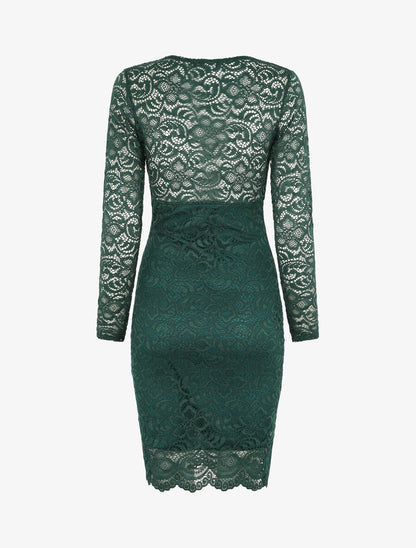Robe moulante en dentelle - Vert sapin - 2