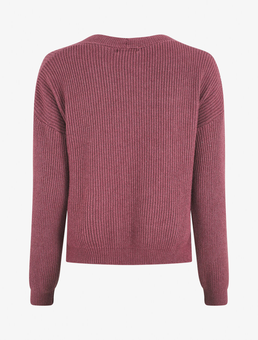 Crop pull asymétrique à col V - Mauve - 2