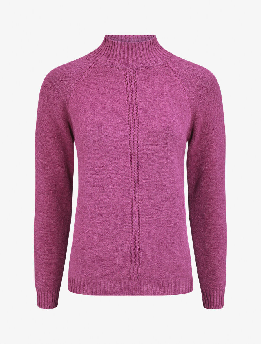 Pull fin uni à col montant - Mauve - 1
