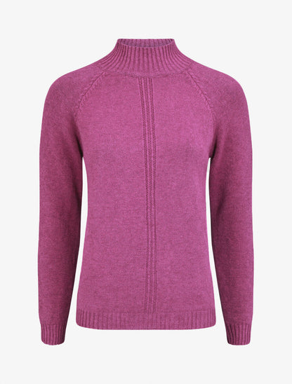 Pull fin uni à col montant - Mauve - 1