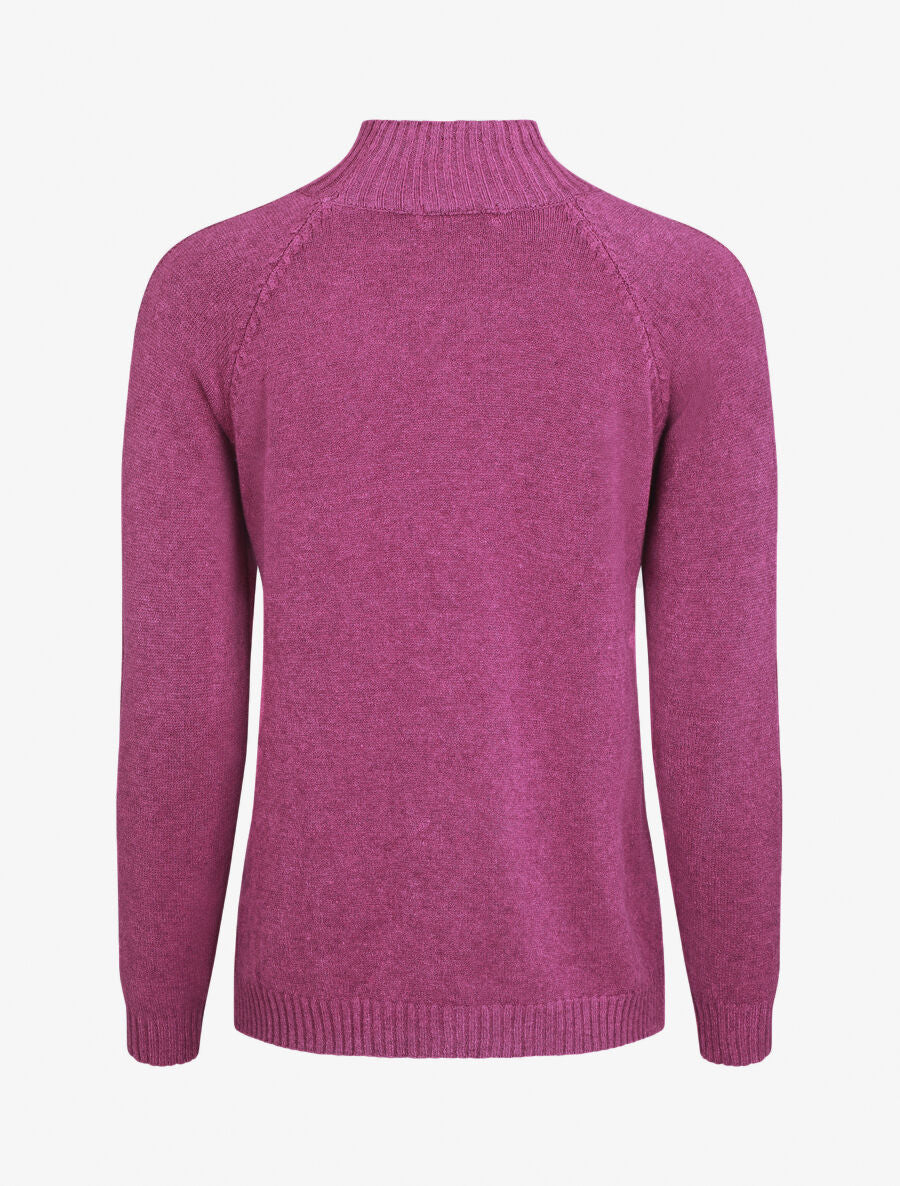 Pull fin uni à col montant - Mauve - 2