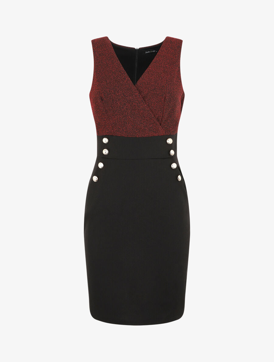 Robe fourreau à paillettes - Rouge - 2