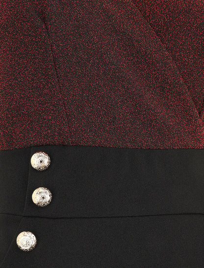 Robe fourreau à paillettes - Rouge - 4