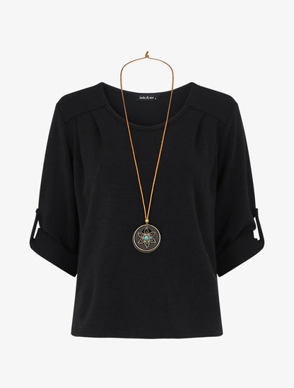 Pull ample uni col V - Noir - 5