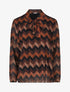 Blouse lavallière plissée imprimé zig-zag - Camel - 5