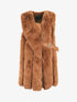 Manteau en fourrure synthétique sans manches - Camel - 1