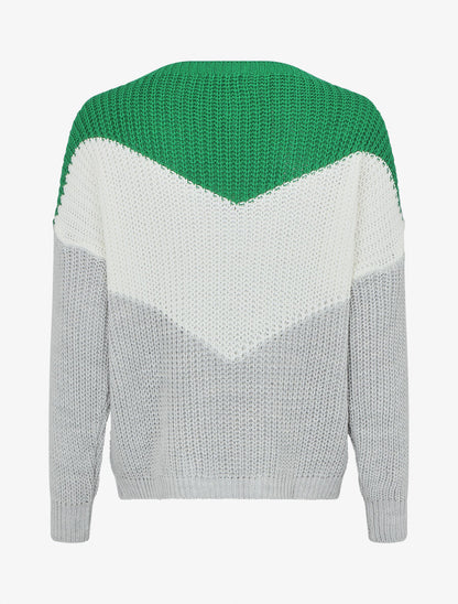 Pull droit à motif V - Vert - 2