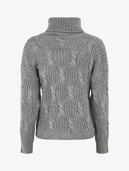 Pull en maille à col roulé - Gris - 2
