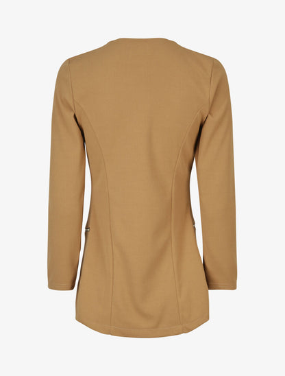 Veste fluide à poches zippées et col droit - Beige - 2
