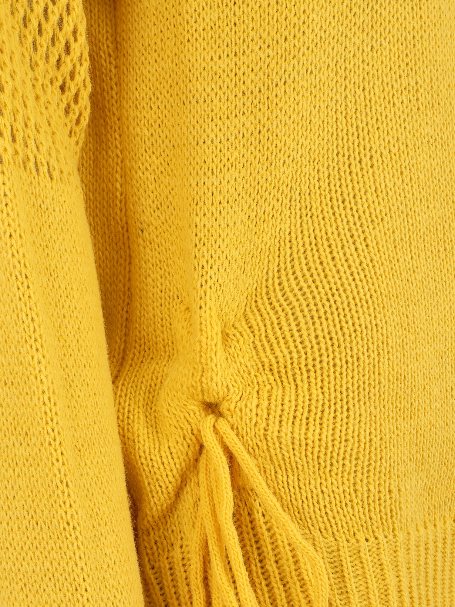 Pull droit uni à liens - Jaune - 3