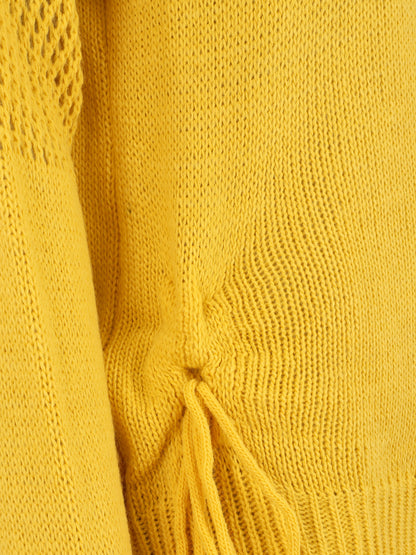 Pull droit uni à liens - Jaune - 3