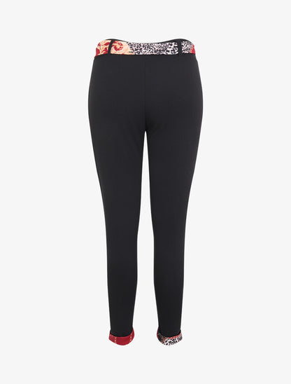 Pantalon à bords à revers imprimé foulard - Bordeaux - 2
