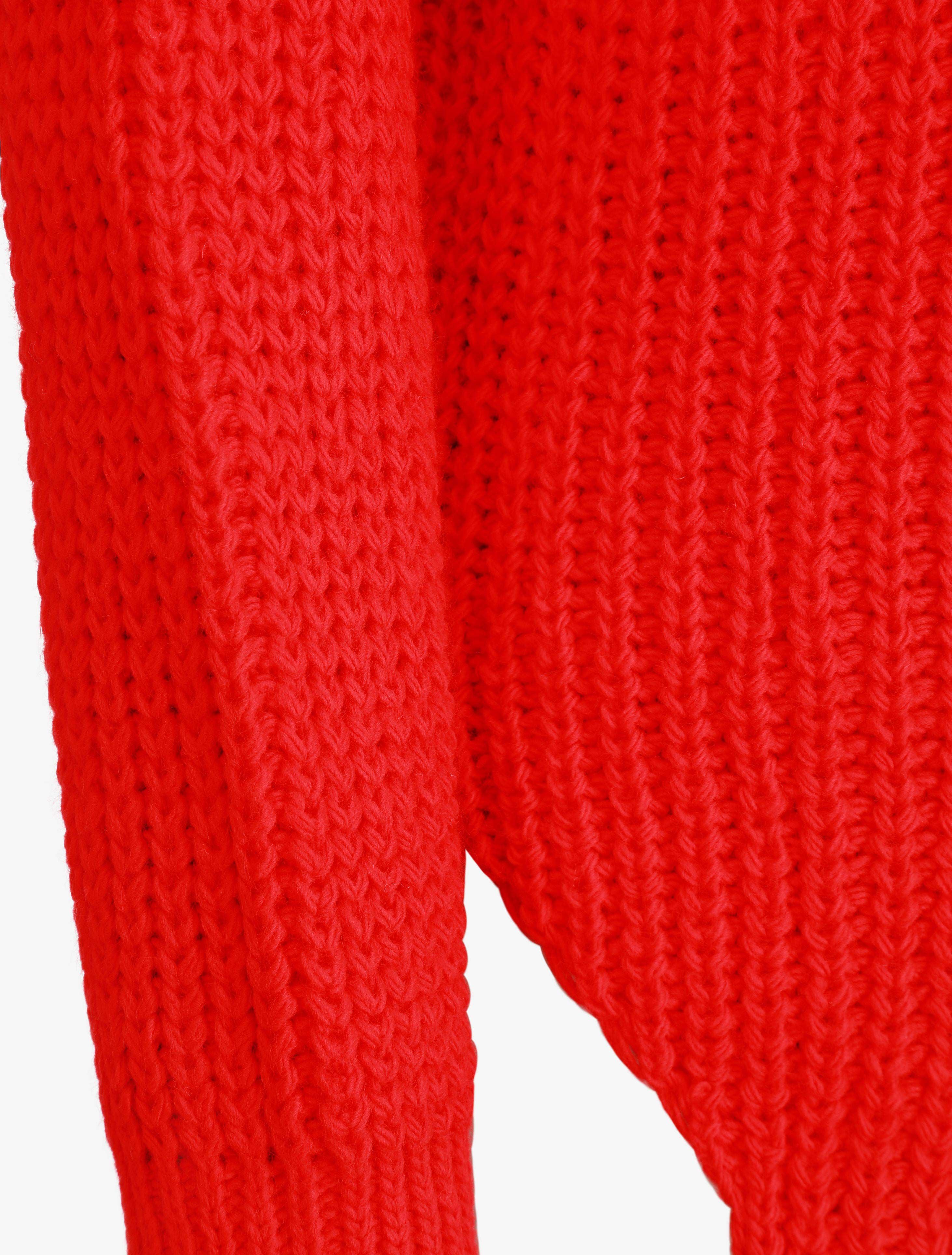 Pull en maille uni à col roulé - Rouge - 3