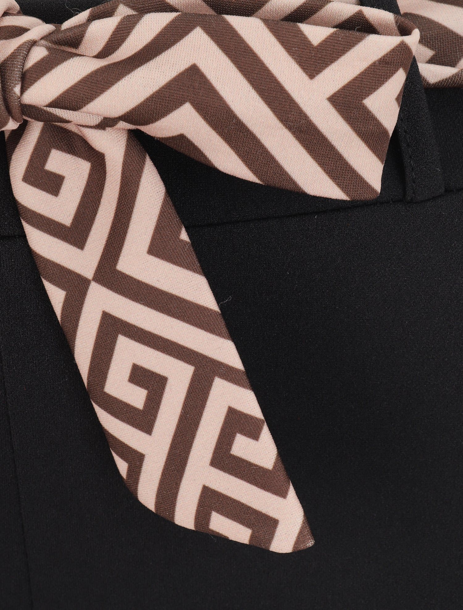 Pantalon à bords à revers imprimé géométrique - Beige - 3