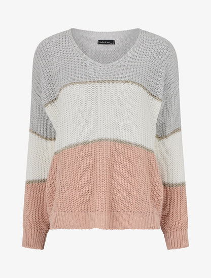 Pull à motif rayé irisé - Rose - 1