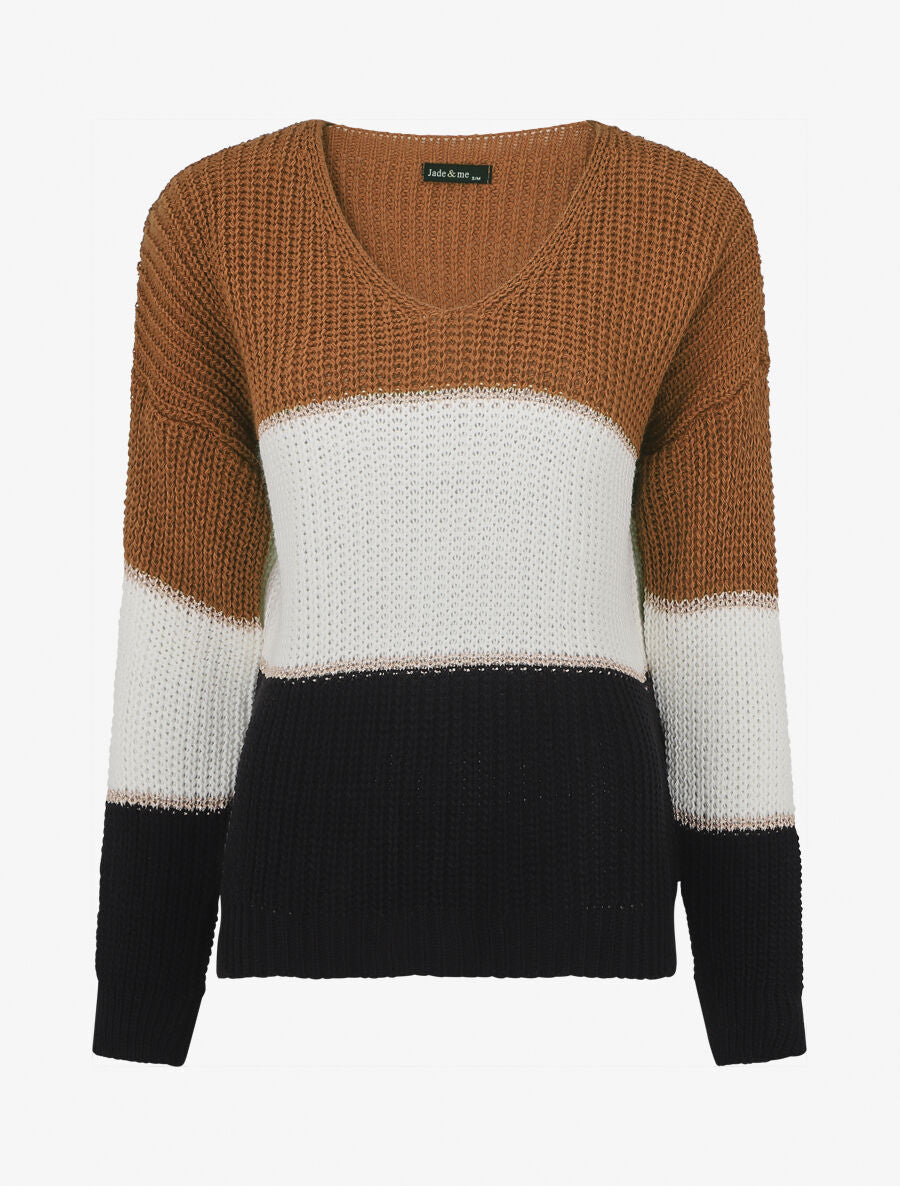 Pull à motif rayé irisé - Camel - 1