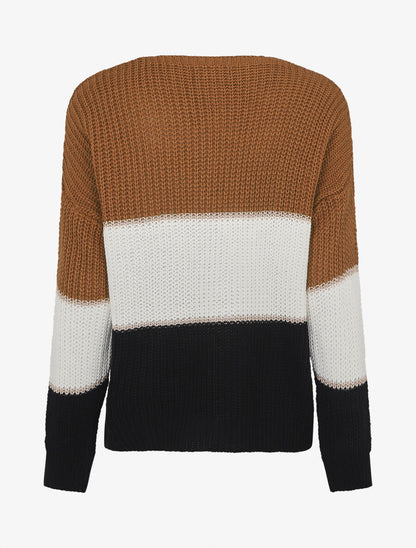 Pull à motif rayé irisé - Camel - 2