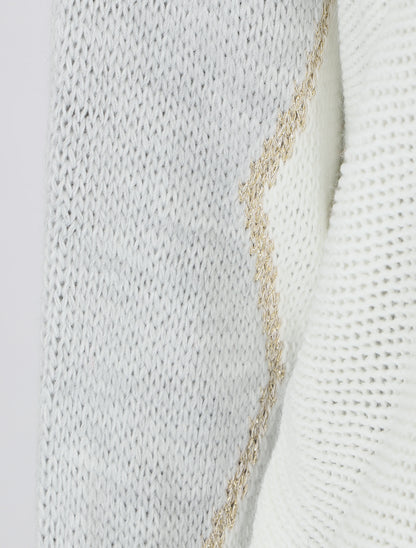 Pull motif V irisé - Gris clair - 3