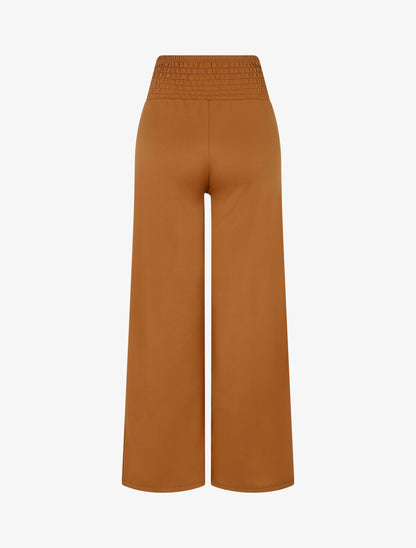 Pantalon style pons fluide uni - Camel - 2