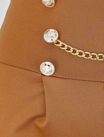 Pantalon style pons fluide uni - Camel - 3