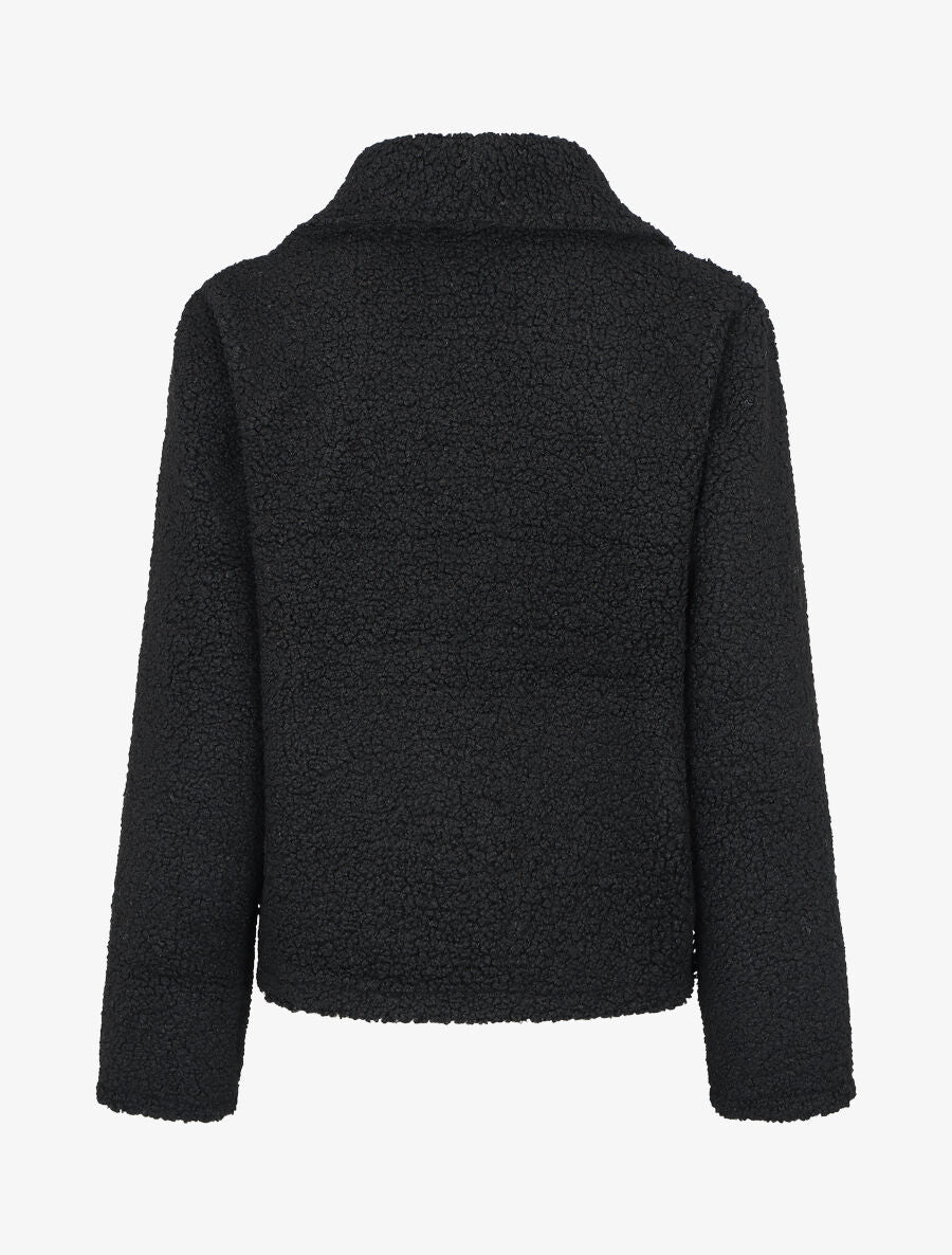 Manteau court en maille bouclette - Noir - 2