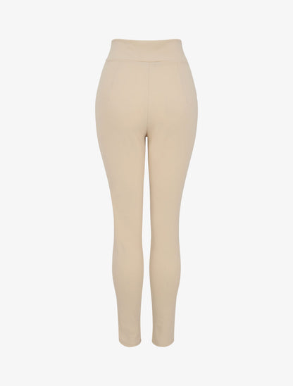 Pantalon à pont coupe slim - Beige - 2