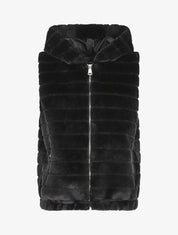 Manteau sans manches en fourrure synthétique - Noir - 5